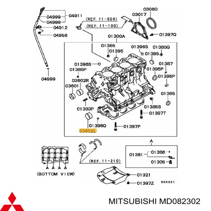 MD082302 Mitsubishi revistimiento del eje de equilibrio