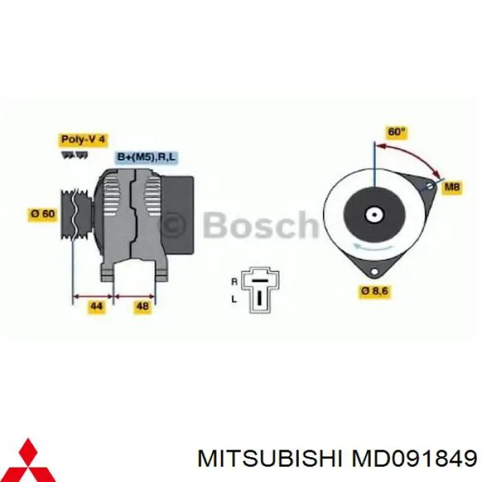 Alternador del motor Mitsubishi MD091849 precio, desde 202,87 EUR