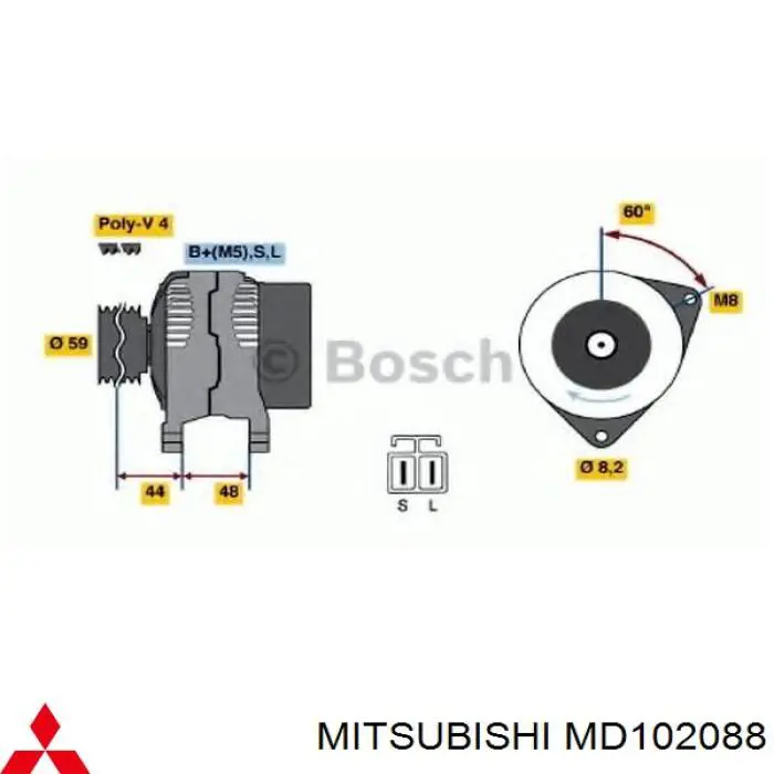 Alternador MD102088 Mitsubishi