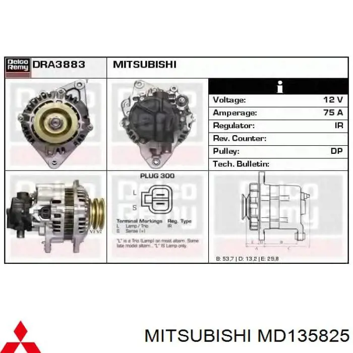 MD135825 Mitsubishi alternador