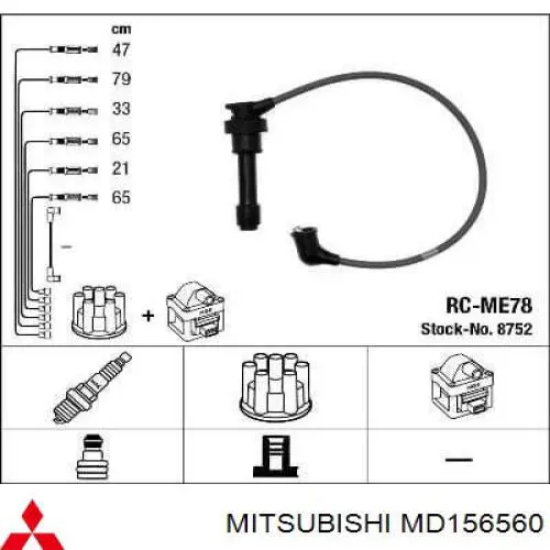 Juego de cables de bujias Mitsubishi MD156560 precio, desde 52,23 EUR
