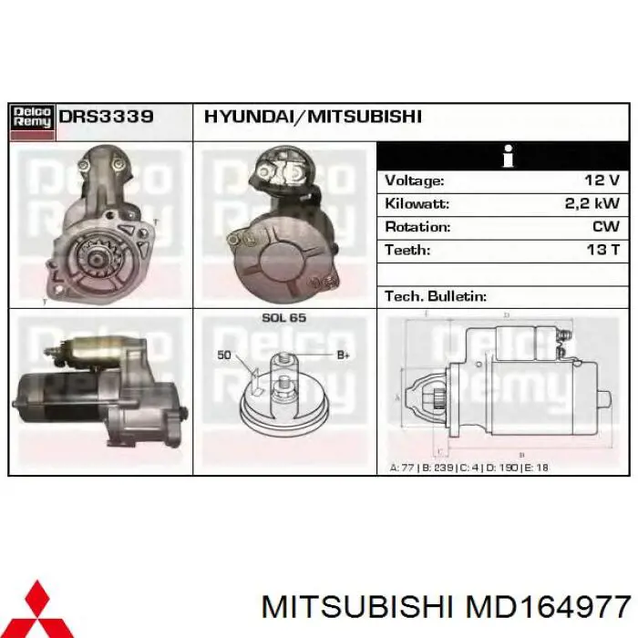 MD164977 Mitsubishi Arranque motores