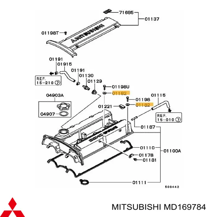 MD327253 Mitsubishi junta, tapa de culata de cilindro, anillo de junta