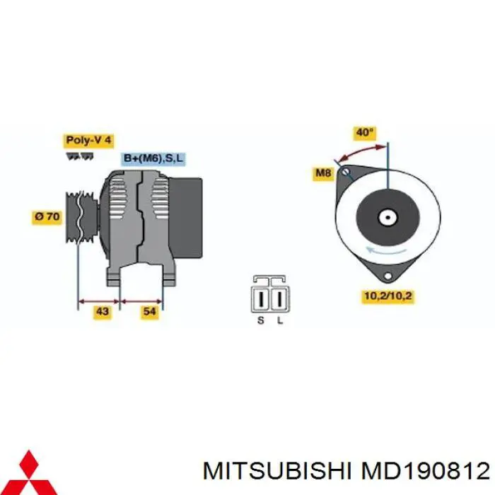 MD 190 812 Mitsubishi alternador