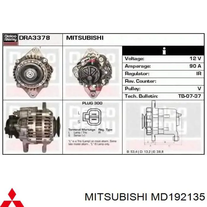 MD192135 Mitsubishi Alternador de coche