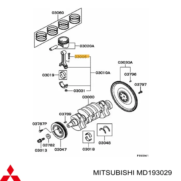 Perno de biela para Mitsubishi Galant (E5A, E7A, E8A)
