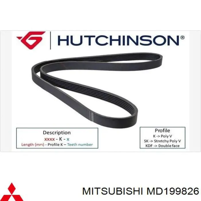 Correa de transmisión trapezoidal Mitsubishi MD199826 precio, desde 7,17 EUR