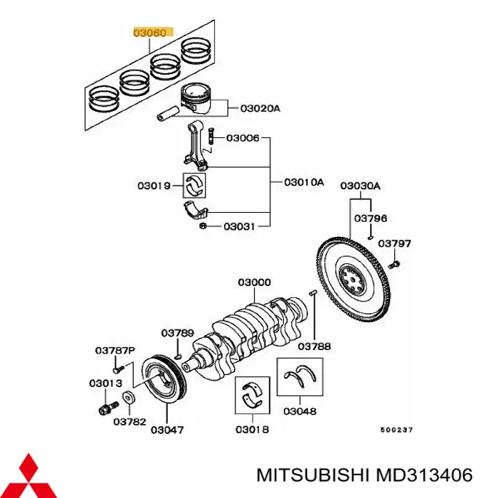 Kit de aros de pistón de motor, cota de reparación +0,50 mm para Mitsubishi Space Wagon (D0V, W)