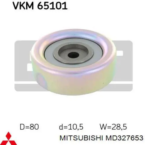 Comprar MD327653 Mitsubishi Polea inversión/guía, correa poli V