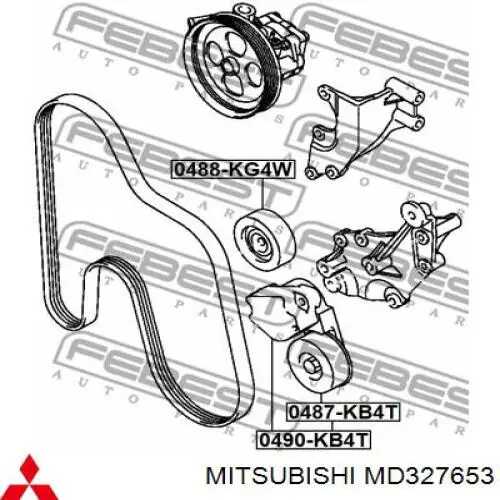 MD327653 Mitsubishi polea inversión / guía, correa poli v