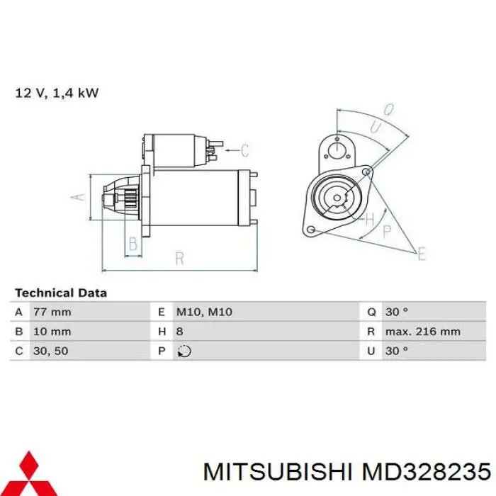 MD328235 Mitsubishi motor de arranque