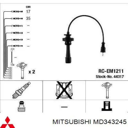 Juego de cables de bujias Mitsubishi MD343245 precio, desde 24,61 EUR