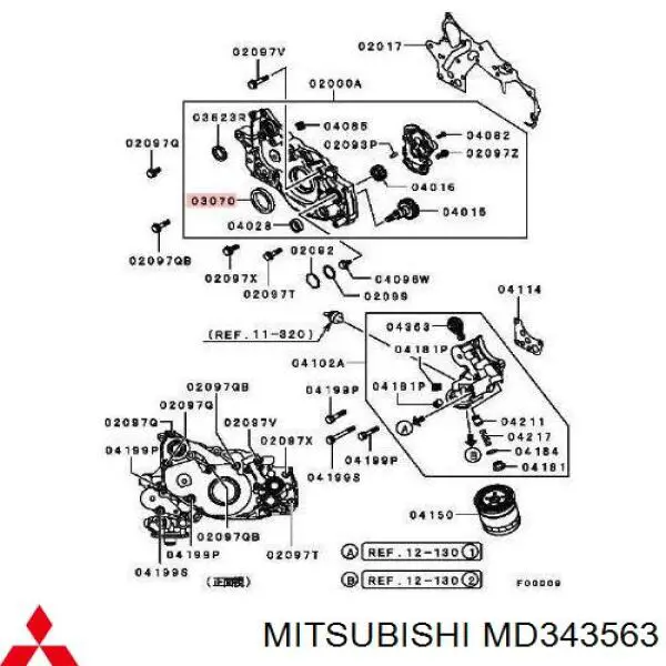 Anillo retén, cigüeñal frontal para Mitsubishi Galant (E5A, E7A, E8A)