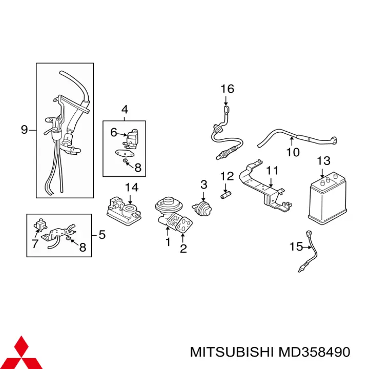 Junta de válvula EGR Mitsubishi MD358490 precio, desde 3,01 EUR