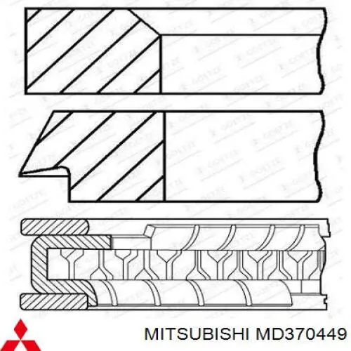 MD370449 Mitsubishi juego de aros de pistón para 1 cilindro, std