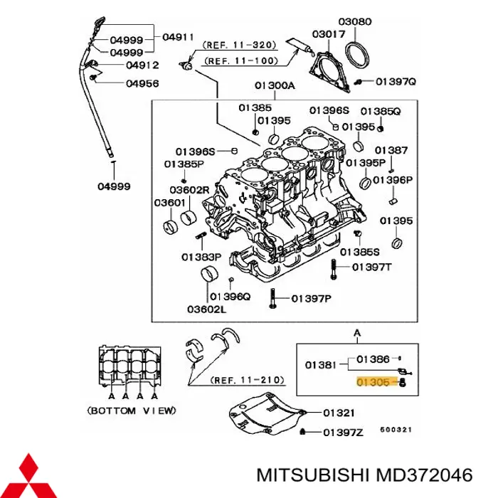 MD372046 Mitsubishi tornillo (tuerca de sujeción)