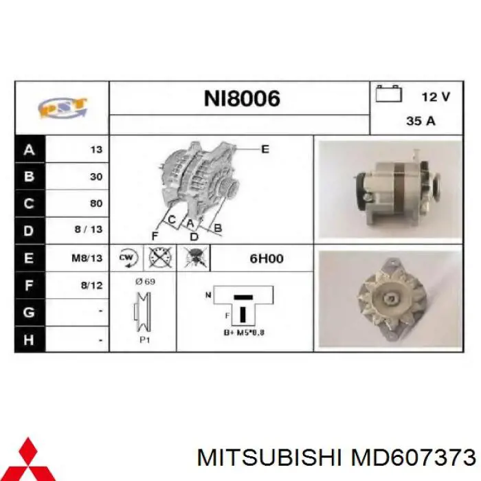 Escobilla de carbón, alternador para Mitsubishi L 300 (L03P, L02P)