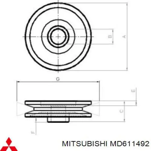 Polea de alternador para Mitsubishi Pajero (L04G, L14G)