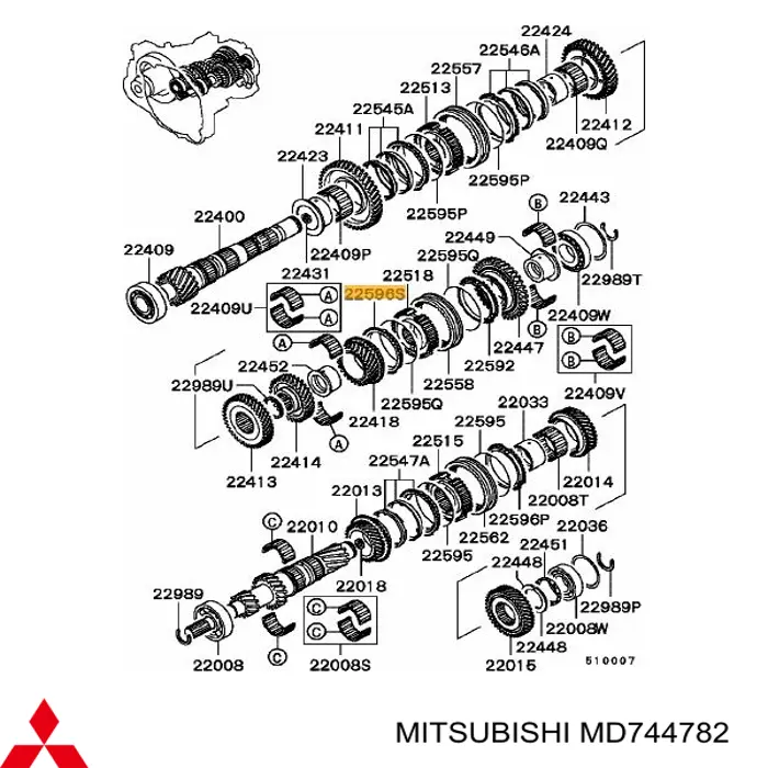 Anillo sincronizador Mitsubishi MD744782 precio, desde  
