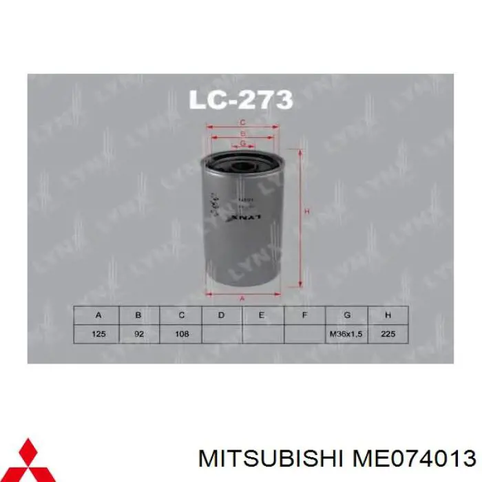 Filtro de aceite Mitsubishi ME074013 precio, desde 55,90 EUR