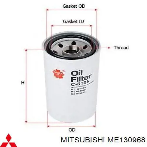 ME130968 Mitsubishi Filtro aceite