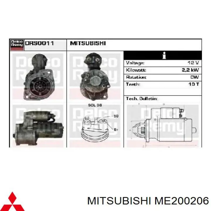 Burro de arranque  Mitsubishi ME200206 precio, desde 103,18 EUR