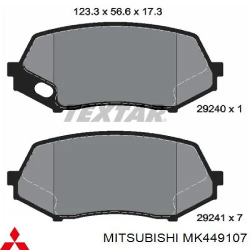 MK449107 Mitsubishi pastillas de freno delanteras