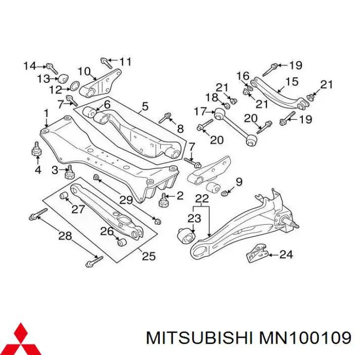 Barra oscilante, suspensión de ruedas, eje trasero Mitsubishi MN100109 precio, desde 39,20 EUR