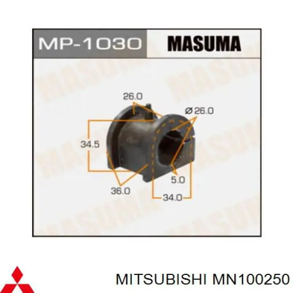 Comprar MN100250 Mitsubishi Buje de barra estabilizadora delantera