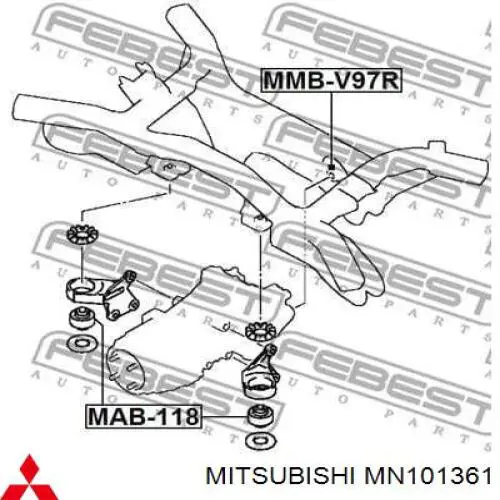 MN101361 Mitsubishi soporte, diferencial eje trasero, izquierdo