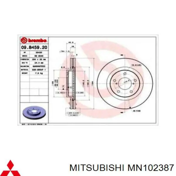 MN102387 Mitsubishi disco de freno delantero