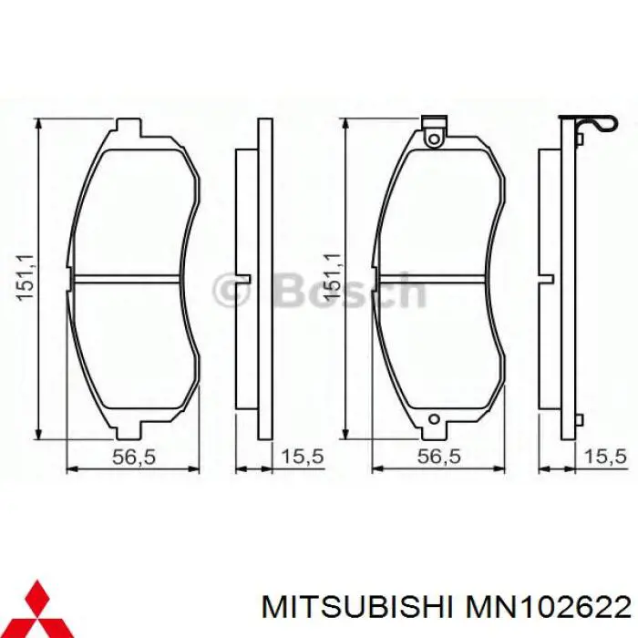 MN102622 Mitsubishi pastillas de freno delanteras