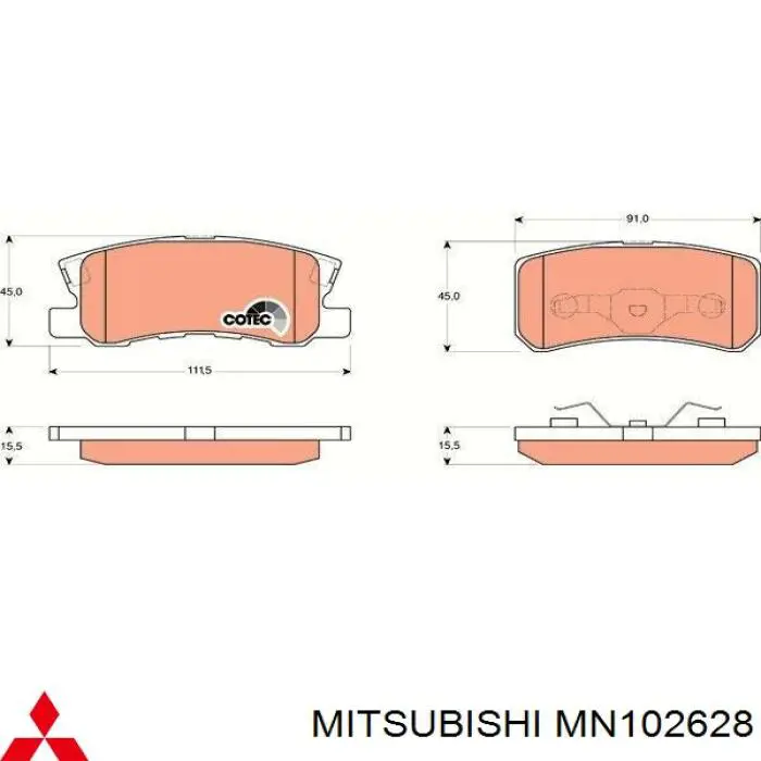 Pastillas traseras de freno Mitsubishi MN102628 precio, desde 19,79 EUR