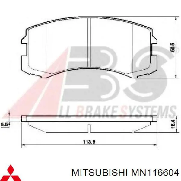 MN116604 Mitsubishi pastillas de freno delanteras