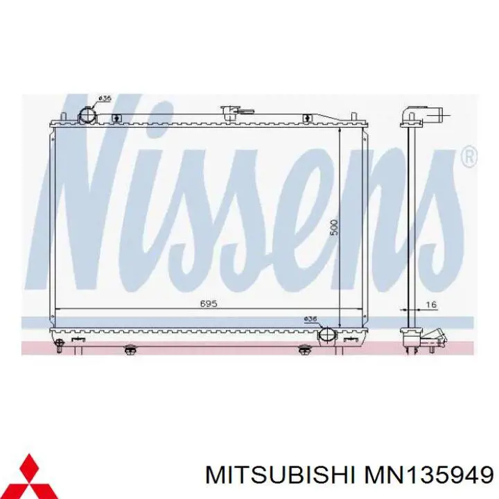 MN135949 Mitsubishi radiador