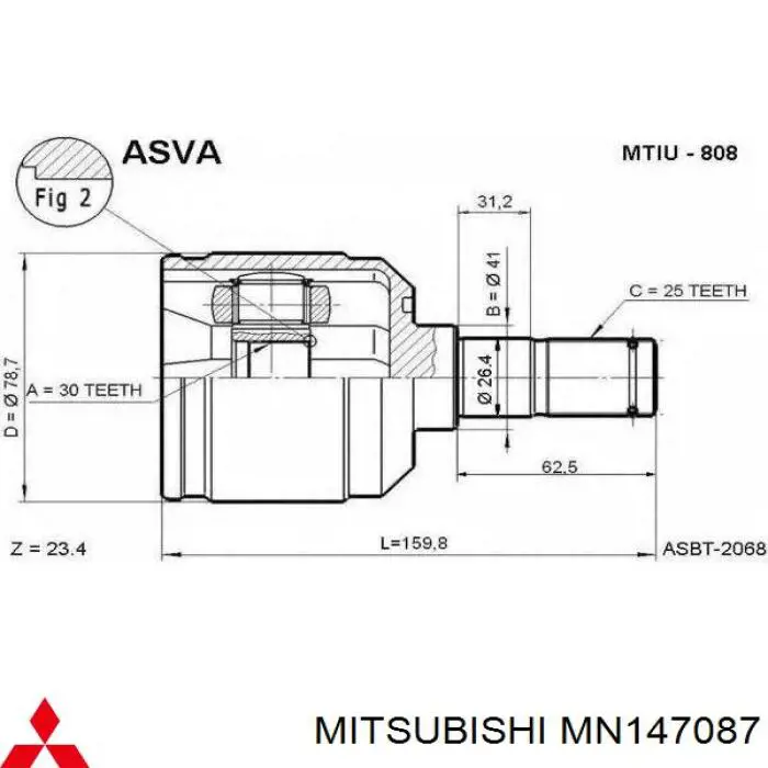 Junta homocinética interna delantera Mitsubishi MN147087 precio, desde 60,74 EUR