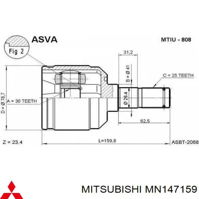 MN147159 Mitsubishi junta homocinética interior delantera