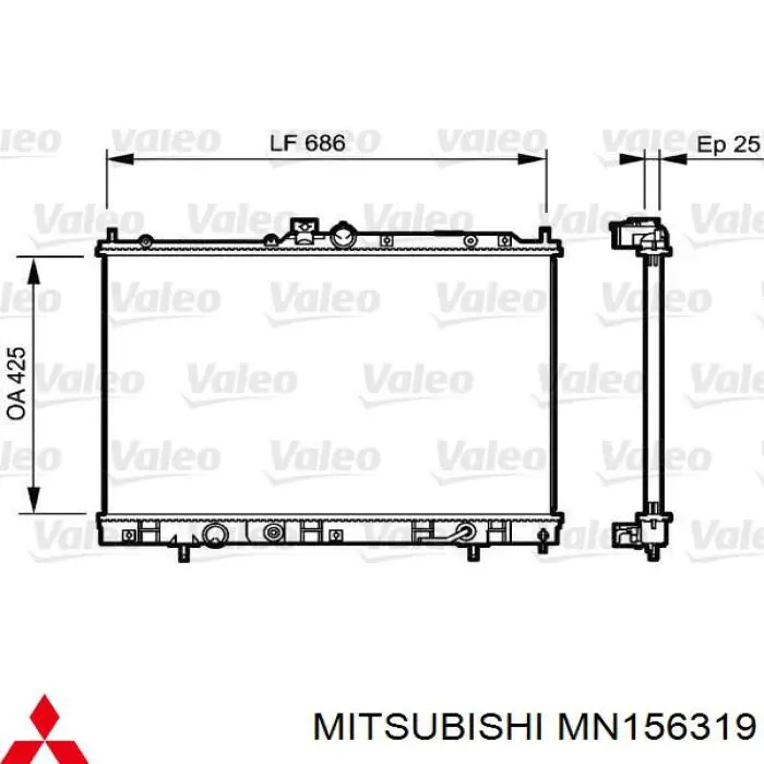 Comprar MN156319 Mitsubishi Radiador de auto