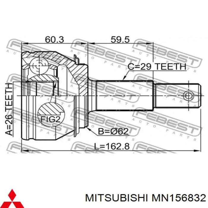 Comprar MN156832 Mitsubishi Fuelle de palier delantero exterior