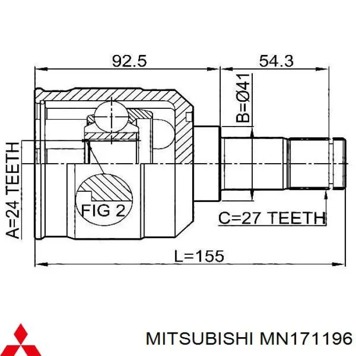 MN171196 Mitsubishi junta homocinética interior delantera