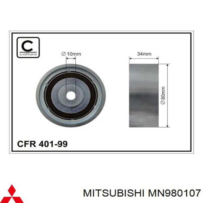 Polea correa distribución Mitsubishi MN980107 precio, desde 35,73 EUR