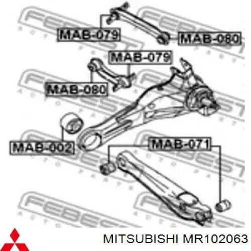 Buje delantero del brazo longitudinal trasero Mitsubishi MR102063 precio, desde 14,85 EUR