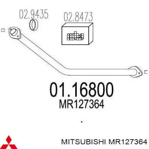 MR127364 Mitsubishi tubo de admisión del silenciador de escape delantero