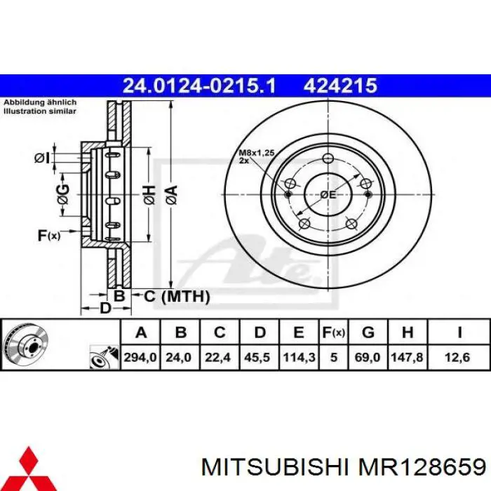MR128659 Mitsubishi disco de freno delantero