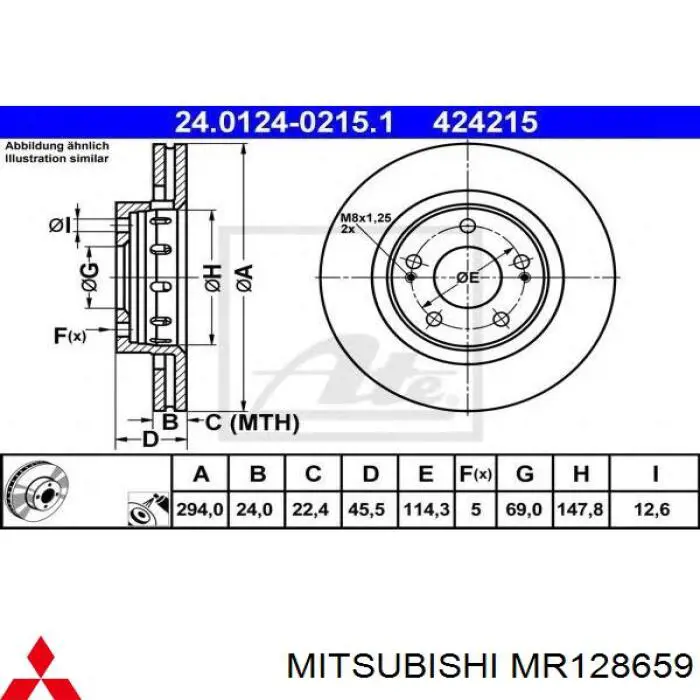 MR128659 Mitsubishi freno de disco delantero