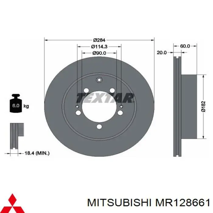 Disco de freno trasero Mitsubishi MR128661 precio, desde 43,57 EUR