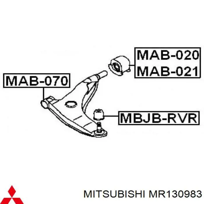 MR130983 Mitsubishi Silentblock de brazo de suspensión delantero inferior