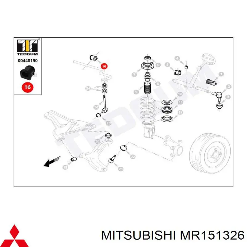 Comprar MR151326 Mitsubishi Casquillo de bieleta estabilizadora delantera
