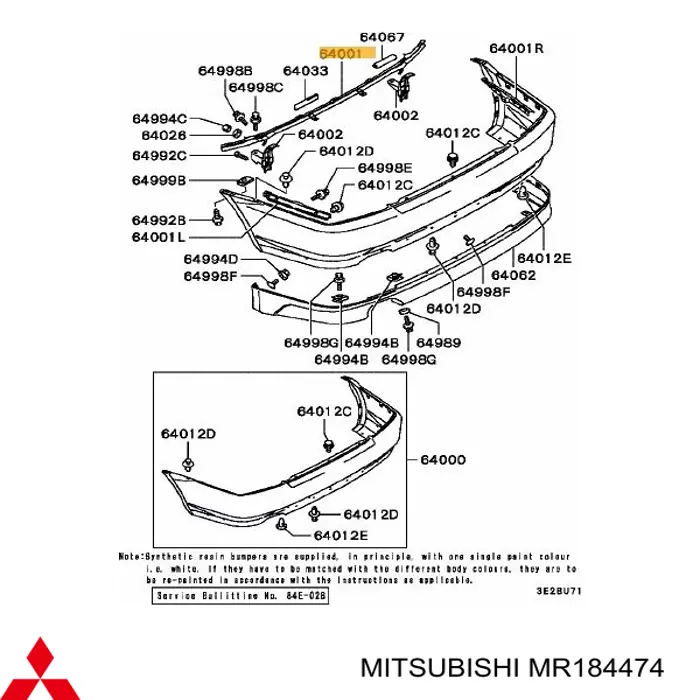 Refuerzo parachoques trasero para Mitsubishi Lancer VI CJ, CP