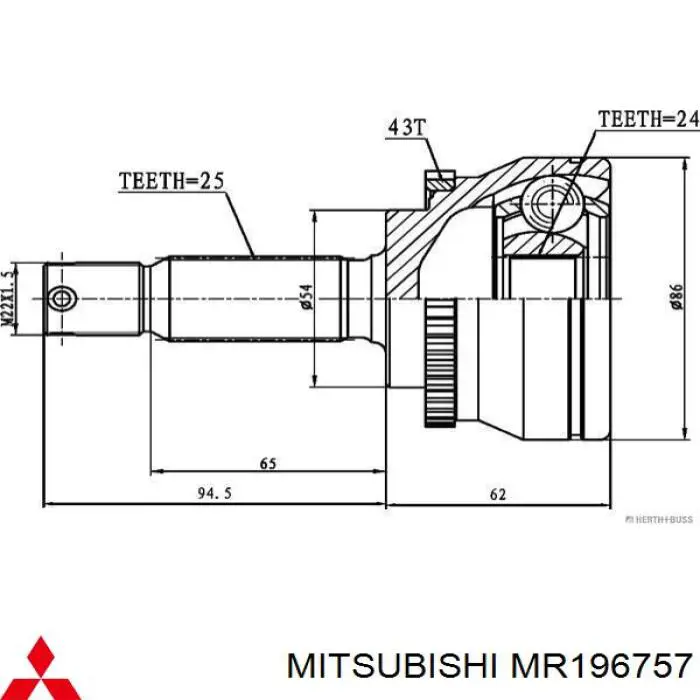 Junta homocinética exterior delantera Mitsubishi MR196757 precio, desde 56,62 EUR